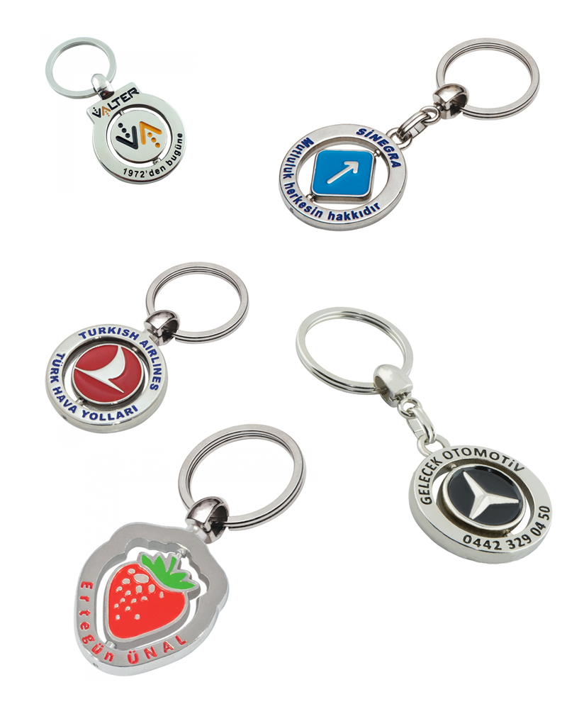 Promosyon  3D Dönerli Metal Döküm Anahtarlık